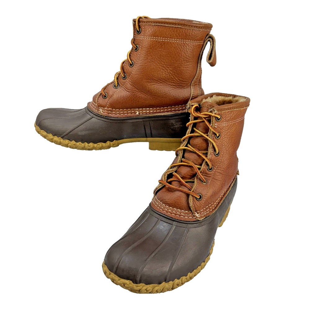 L.L. Bean Vintage Womens Bean Boot 8" Shearling Lined Size 10 Brown Leather USA